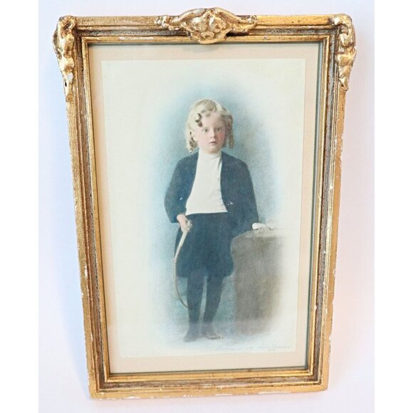 Vintage Small Reproduction Framed Print 1800's Child - Picture 1 of 3